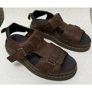 Dr Martens Hayden Brown Leather Chunky Platform Buckle Sandals USM 12 UK 11 EUC